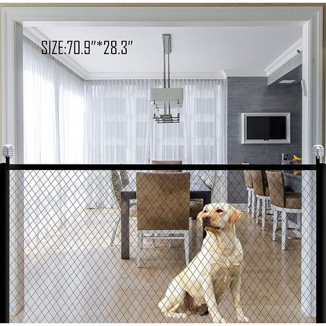 Porte Pour Chien - Clôture Pliable En Maille - Pour Intérieur Et Extérieur - Fixation À Crochets Adhésifs - 75 X 60 Cm - 1 Pièce (1/5)