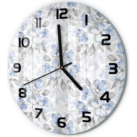 Horloge Murale Ronde Installation Facile Verre Silencieuse pour Salon Cuisine Fleurs délicates fi 30 cm (1/5)