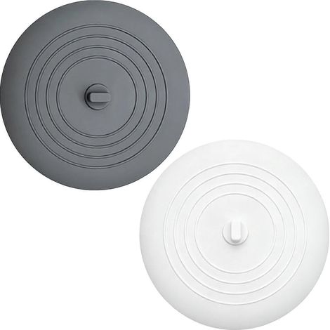 Filtre à cheveux pour évier, crépine anti-obstruction, bouchon de siphon de baignoire, douche et sol en silicone, déodorant pour cuisine et salle de bain, blanc et gris (1/4)
