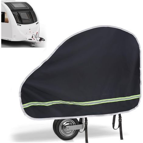 Housse de Timon, Imperméable et résistant, Couverture Universelle d'attelage de Caravane avec Bandes réfléchissantes, Protection de Barre d'attelage pour Les Caravanes et Les Remorques, Noir (1/5)