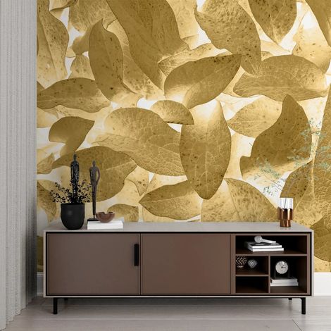 Papier Peint Feuillage - Feuilles Noires et Or - 150 x 250 cm (1/2)
