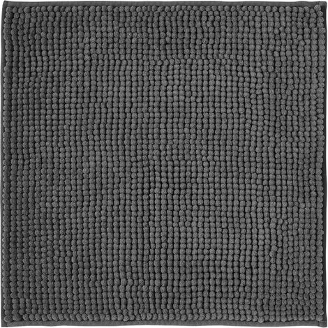Tapis de bain antidérapant en chenille 45 x 45 cm, absorbant et lavable, gris foncé (1/5)