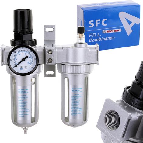 Riduttore Filtro Scaricatore Lubrificatore per Compressore Pneumatico 40um 1/2"