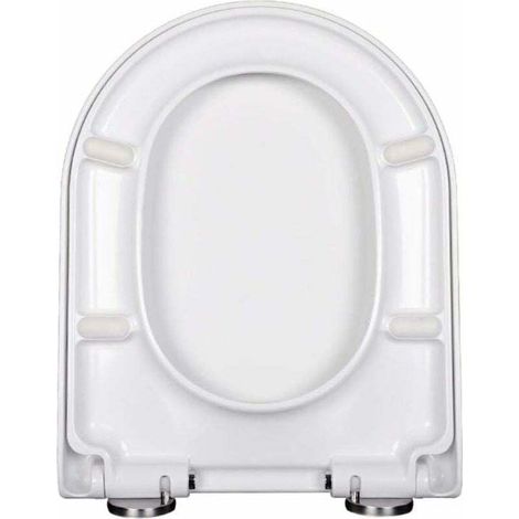 Abattant WC en forme de V et de U avec fermeture douce et facile à nettoyer Blanc avec un bouton à libération rapide (U) (1/4)