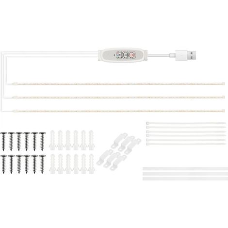 Rubans LED croissance plantes d'intérieur rouge & 3000K effet soleil hydroponie succulentes lumière d'appoint 4 niveaux réglables minuterie intelligente 24h USB plug & play (1/3)