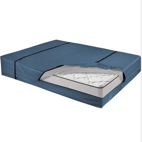 Housse Matelas Demenagement 196x145×38 cm - 4 Poignées et Fermeture Eclair - Housse de Rangement Matelas-bleu (1/4)