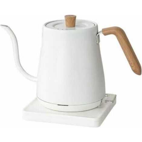 Bouilloire électrique, idéale pour le café et le thé, 800 ml, 1200 W, en acier inoxydable, finition bois blanc. (1/5)