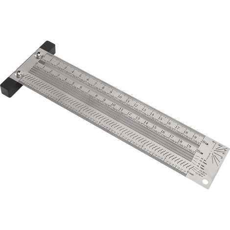 Équerre de traçage en T de 20 cm (8 pouces) en acier inoxydable avec crayon pour perceuse à colonne, idéale pour le travail du bois. (1/5)