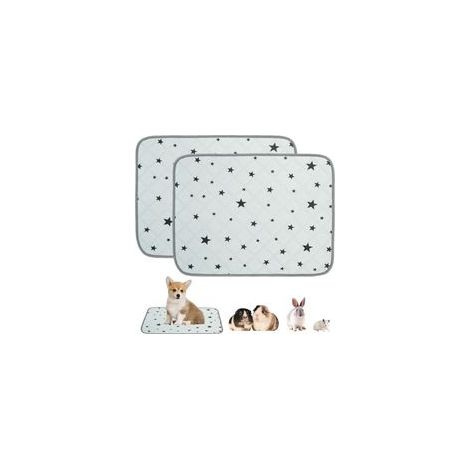 Lot de 2 tapis lavables pour cage de cochon d'Inde, 60 x 45 cm, réutilisables, absorbants, imperméables et antidérapants pour petit animal de compagnie, chiot, rat, chinchilla (gris A, 60 x 45 cm) (1/5)