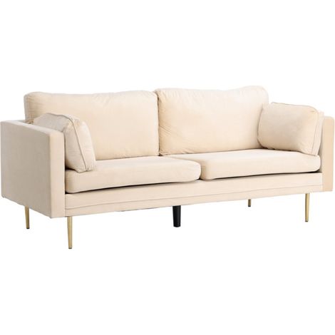 Canapé 3 Places en Velours "Boom" 203cm Beige & Or (1/5)