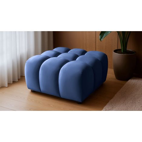 Polsterhocker Designerhocker FLOW in Stoff Bluvel Blau
