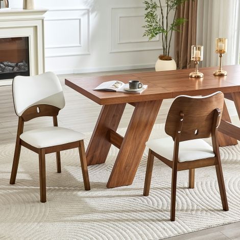 Chaises de salle à manger à dossier papillon (lot de 2) — Chaises en bois de style moderne avec assise rembourrée chaises élégantes adaptées aux salles à manger et aux espaces de vie — Chaises unique (1/5)