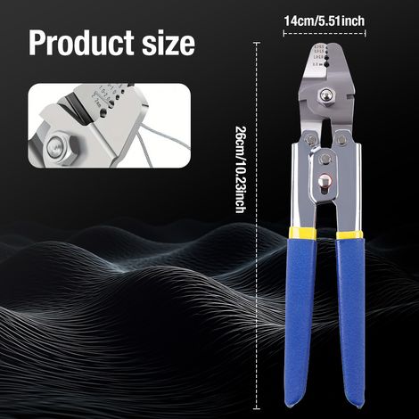 Pince à sertir en acier inoxydable gainée d'aluminium bleu + 300 outils de sertissage pour câbles en acier gainés d'aluminium