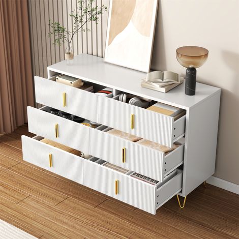 Buffet design moderne et élégant, meuble de rangement spacieux avec tiroirs et étagères, poignées laiton doré, finition haut de gamme, idéal salon ou salle à manger. (1/5)