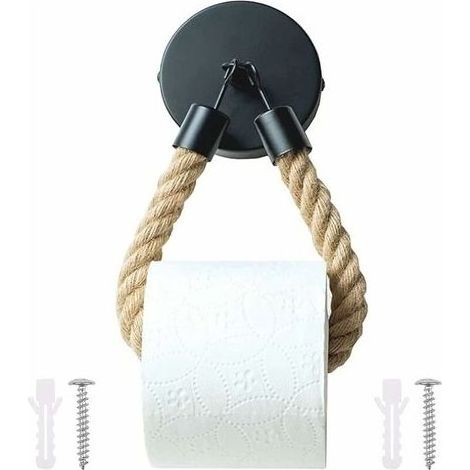 Vintage-Wand-Toilettenpapierhalter aus Seil, Toilettenpapierrollenhalter, selbstklebender Toilettenpapierrollenhalter aus Hanfseil, Handtuchseil für Bad und Küche (1/5)