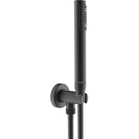 Ensemble support fixe avec prise d'eau, douchette et flexible noir mat BLACK & WHITE - BOSSINI C12002C073 (1/2)