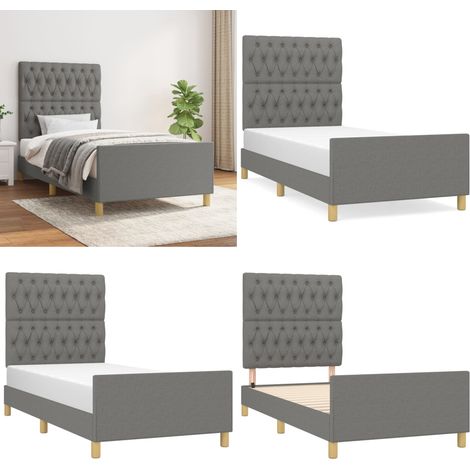 Giroletto senza Materasso Grigio Scuro 90x200 cm Tessuto - Letto con testiera - Testiera per letto