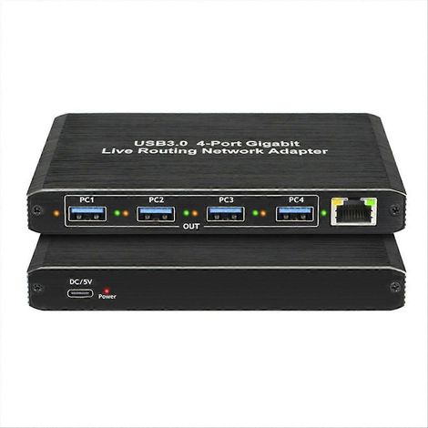 Treiberloser USB 3.0 Gigabit-Netzwerkadapter, Plug & Play, 4 Gigabit-RJ45-Anschlüsse, für Computer und Live-Streaming-Geräte (1/5)