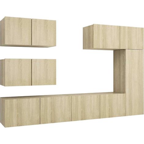 Maison Exclusive - 6-tlg. TV-Schrank-Set Sonoma-Eiche Holzwerksto (1/5)
