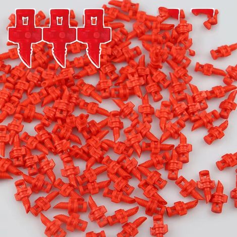 (50 pièces rouges) 50 buses d'arrosage micro pour jardin et pelouse, brumisateur, angle de diffusion 180°/360°, à réfraction simple. (1/5)