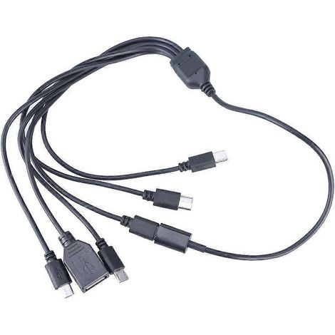 Ladelösung für 6 Geräte: USB-C-auf-USB- und USB-Anschlusskabel