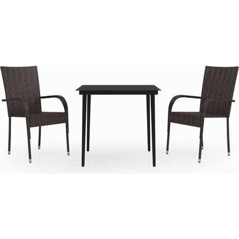 Ensemble à manger de jardin 3 pcs,Salon de jardin Marron et noir CFW87463 (1/5)
