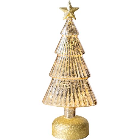 Baum MagicHome Weihnachten, Glas, 10xLED warmweiß, 12 x 8 x 29 cm, batteriebetrieben (1/2)