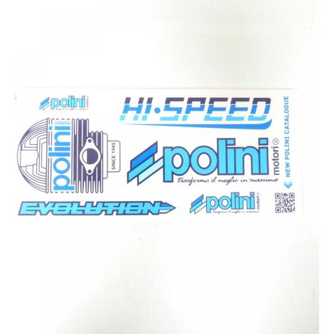 Planche de 6 autocollant stickers Polini bleu pour moto scooter