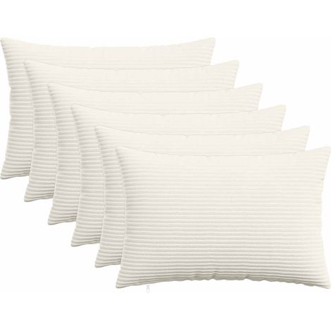 vidaXL Housse de coussin 6 pcs HEERLEN Crème 50 x 75 cm velours côtelé - maison aménagement maison