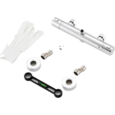 Mezclador termostático, protección contra quemaduras, compatible con tomas dobles, A - G1/2 con adaptador G3/4, G1/2-a (1/2)
