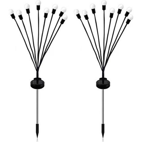 Lampes Solaire LED Lucioles - Diamètre Boule 1,8 cm - Longueur Totale 73 cm - Étanche IP44 - Pour Jardin Cour Extérieur - Lot de 2 (1/5)