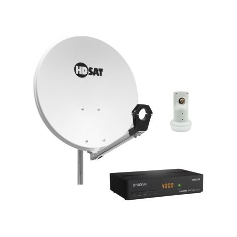 Pack HDSAT Parabole satellite acier 60cm avec Support LNB + LNB Single + Décodeur Satellite ASTRA HD + Carte (1/5)