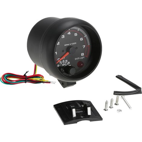 Tacómetro analógico automotriz de 3,75", retroiluminación en blanco y negro, 0-8000 rpm, 92 mm (1/5)