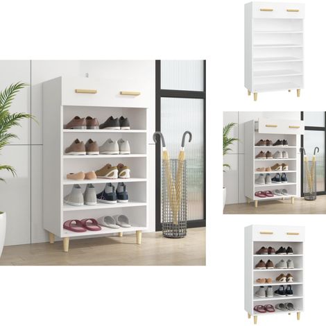 Schuhschrank Weiß 60x35x105 cm Holzwerkstoff - Schuhschrank - Schrank - Garderobe - Aufbewahrung - Organisation (1/5)