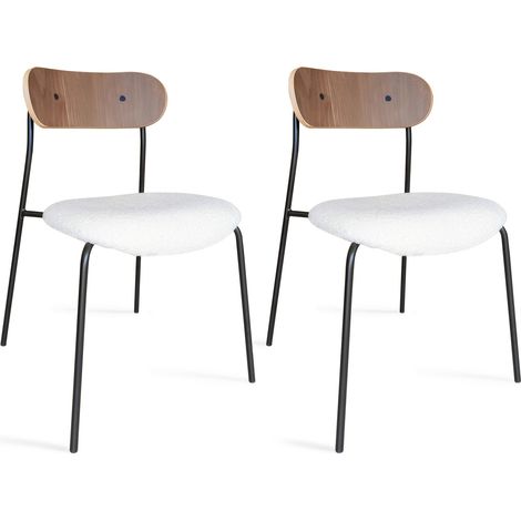 Lot de 2 chaises en tissu et dossier en finition noyer, GASTON (1/5)
