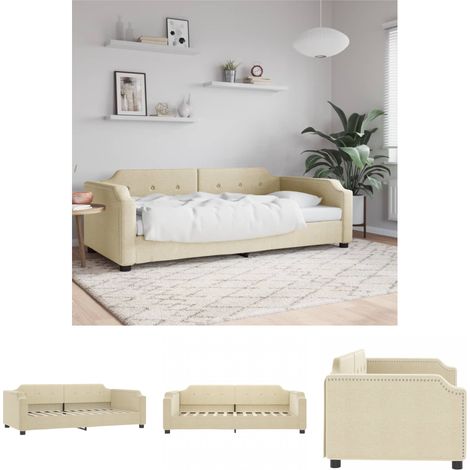 The Living Store Tagesbett Creme 100x200 cm Stoff -  Betten & Bettgestelle (1/5)