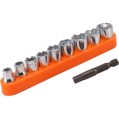 Jeu clés douille 9/10pcs 1/4" hexagonales entraînement adaptateur clé manches (1/5)