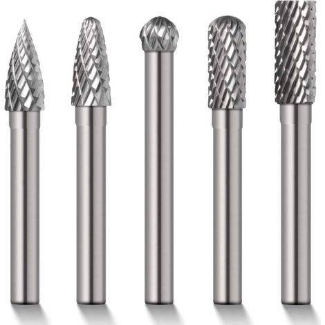 SABIR 5 Mèches/Fraises de 8 mm en carbure de tungstène rotatif Tige cylindrique en Meule à matrice 6 mm Tige de mèches BI044 (1/5)