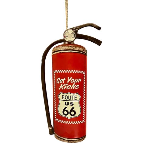 Extintor rojo con las palabras Get Your Kicks y Route 66 - Letrero retro original (1/5)