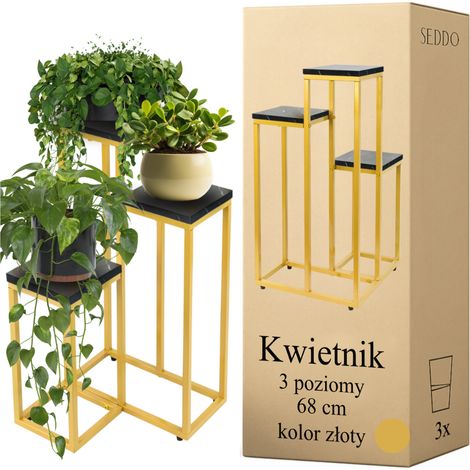 Mehrstöckiger Blumenständer, 3-stufig, rustikaler Loft-Bodenständer, 68cm (1/5)