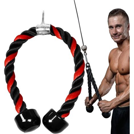 Corde Triceps, Nylon Poignée Câble Corde à Tirer Caoutchouc Solide Accessoire de Triceps pour Homme Gym (1/5)