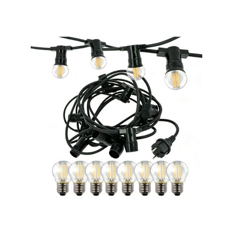 Guirlande Guinguette Extérieur 15M - 25+1 Ampoules LED G40 IP45 - Blanc Chaud 2700K - Guirlande Lumineuse pour Terrasse Jardin Mariage Noël