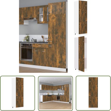 The Living Store - Armoire à réfrigérateur Chêne fumé 60x57x207 cm Bois (1/5)