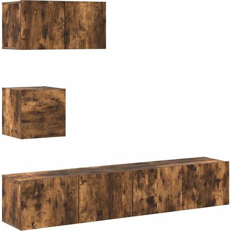 Maison Exclusive - 4-tlg. TV-Schrank-Set Räuchereiche Holzwerksto