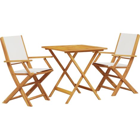 Maison Exclusive - 3-tlg. Bistro-Set Cremeweiß Stoff und Massivho
