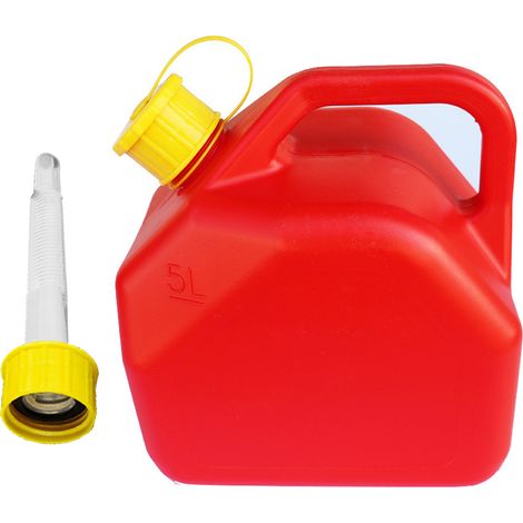 Ortviai Bidon à essence 5 L (1,3 gal) rouge en ABS ignifugé étanche avec tuyau de sortie