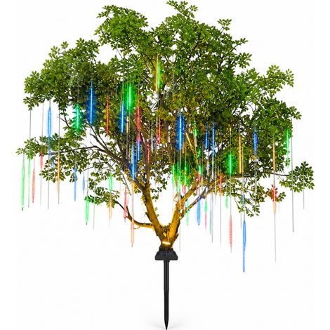 Guirlande LED Tubes Pluie de Météores Multicolore, 10 Pièces, Étanche, Raccordable, pour Arbres et Extérieur (1/5)