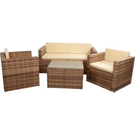 Set conjunto mesa, sofà y 2 sillones color marrón