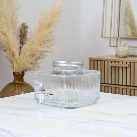Distributeur De Boisson - Home Deco Factory - Fontaine Striée - 3l - Transparent (1/3)