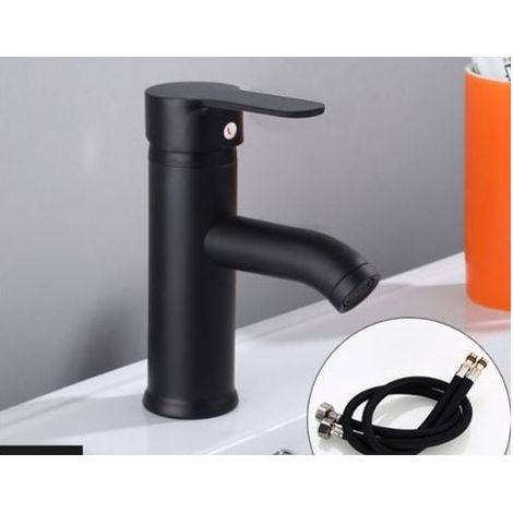Waschtischarmatur – Edelstahl – Schwarz – Für Unterbauwaschbecken – Warm- und Kaltwasseranschluss – 1-teilig (1/5)